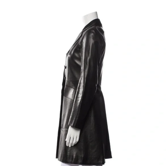 Prada Leather Trench Coat, size US2, IT38. - Picture 3 of 3